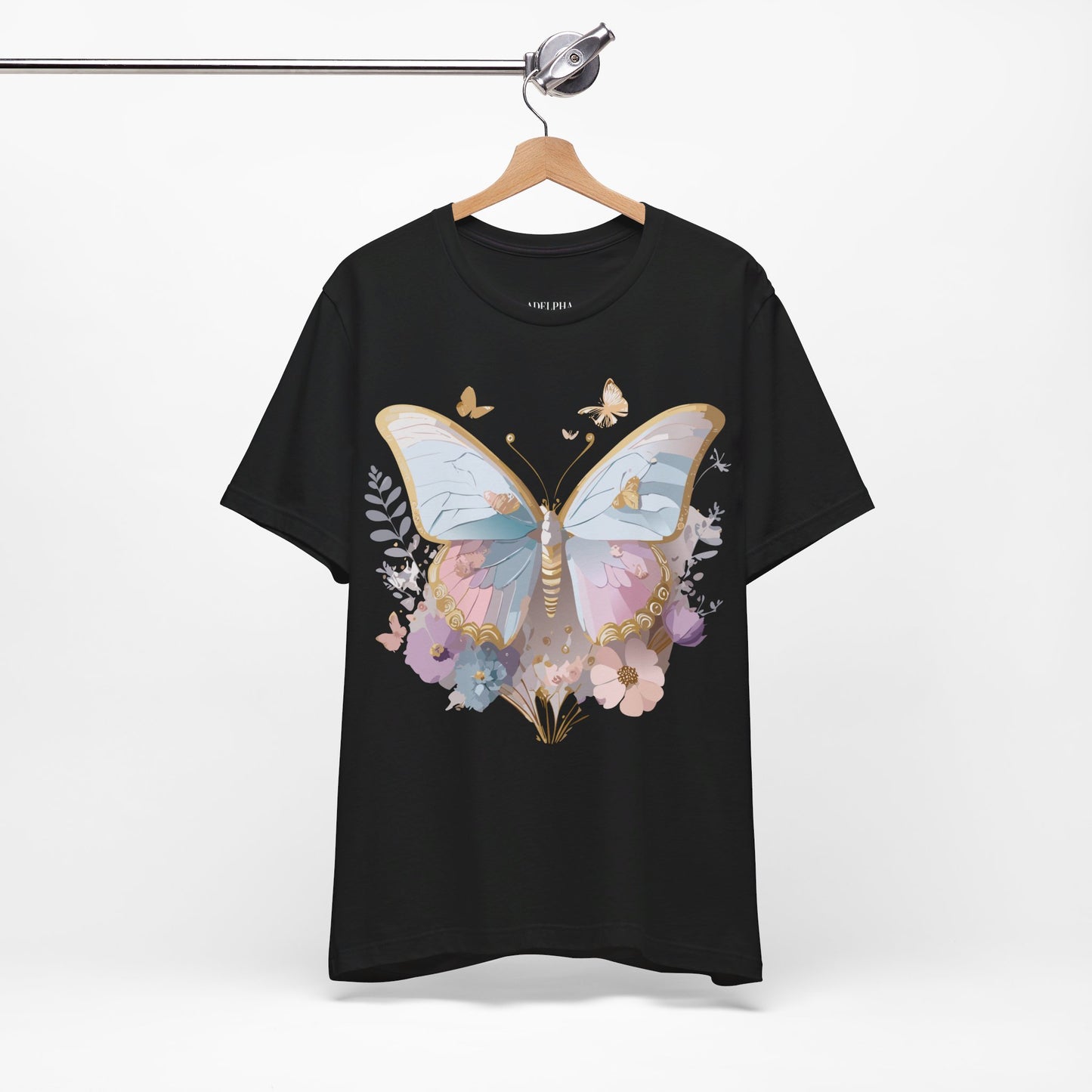 Natural Cotton Tee Shirt with Butterfly