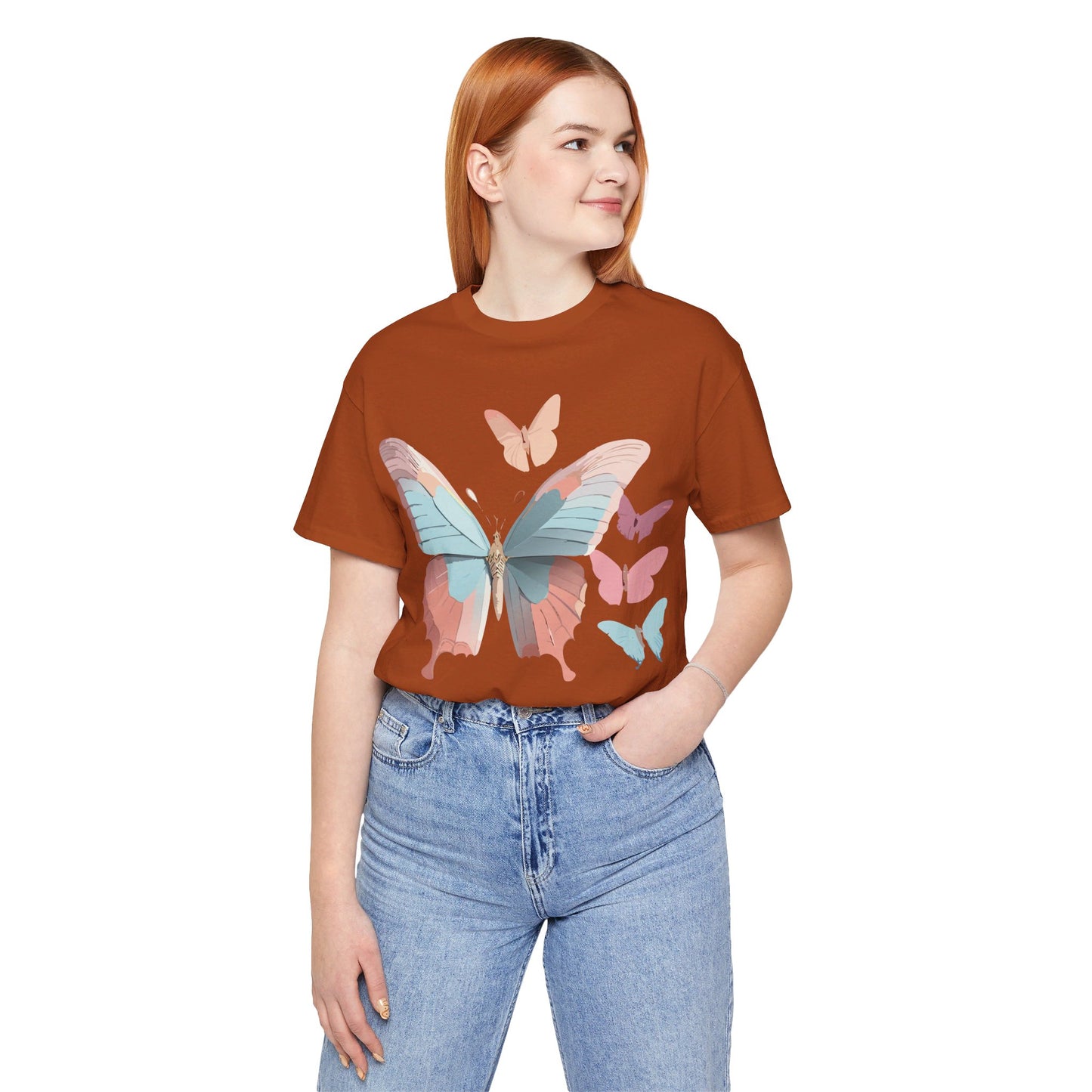 T-Shirt aus natürlicher Baumwolle mit Schmetterling