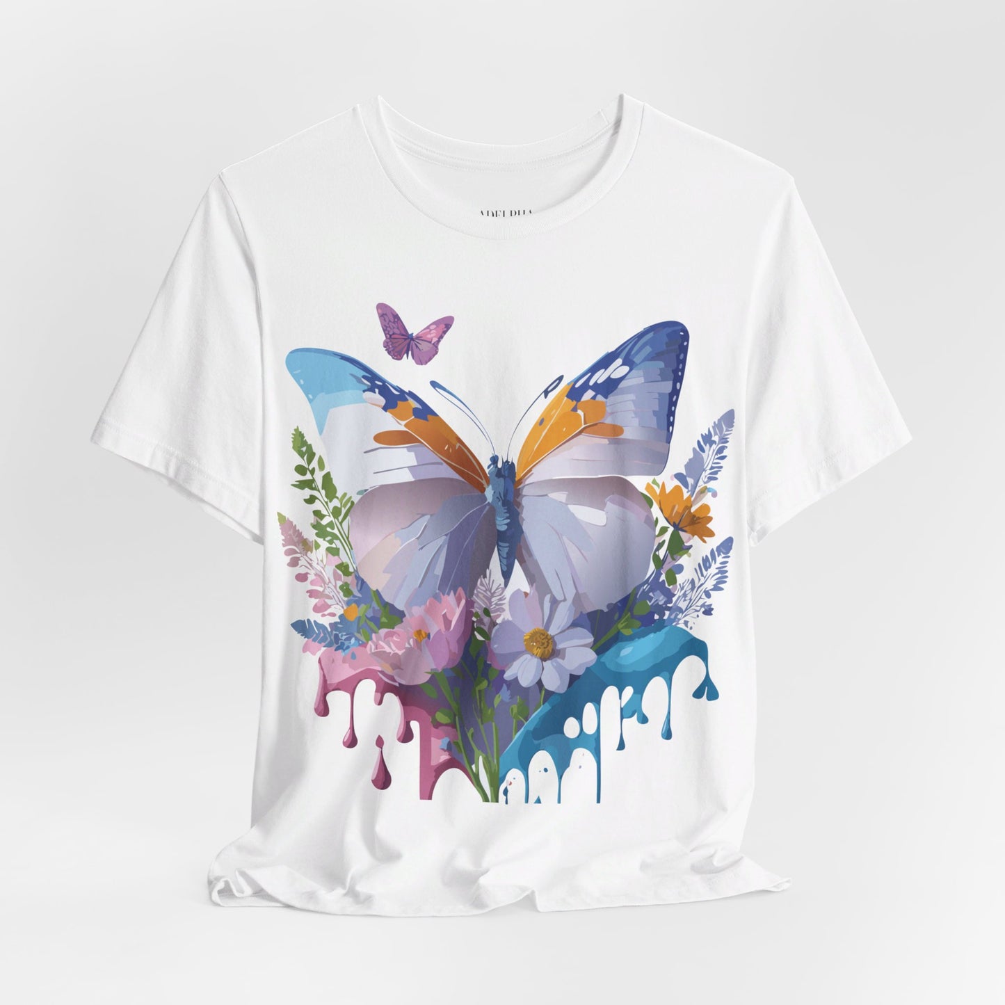 Natural Cotton Tee Shirt with Butterfly