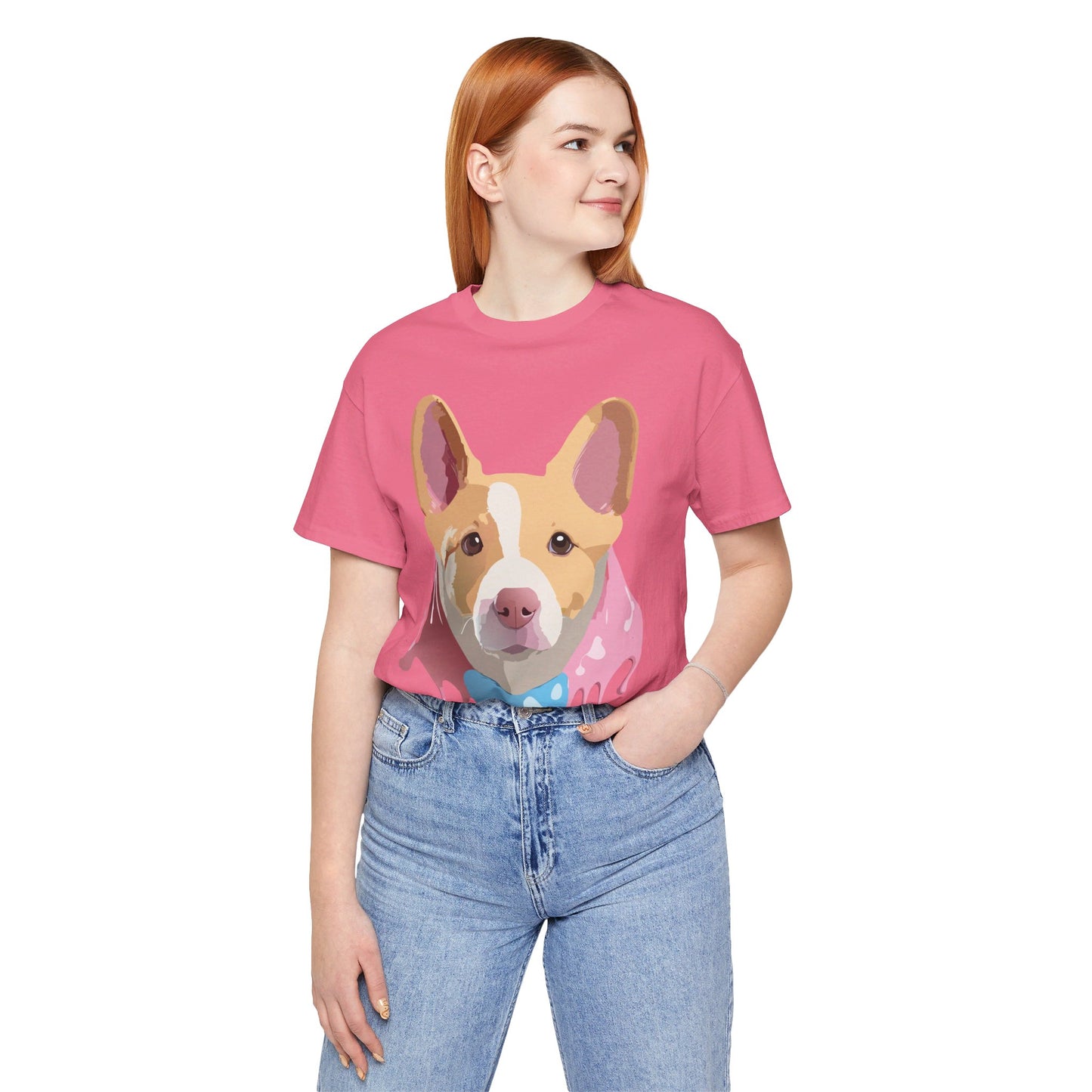 Natural Cotton Tee Shirt with Dog