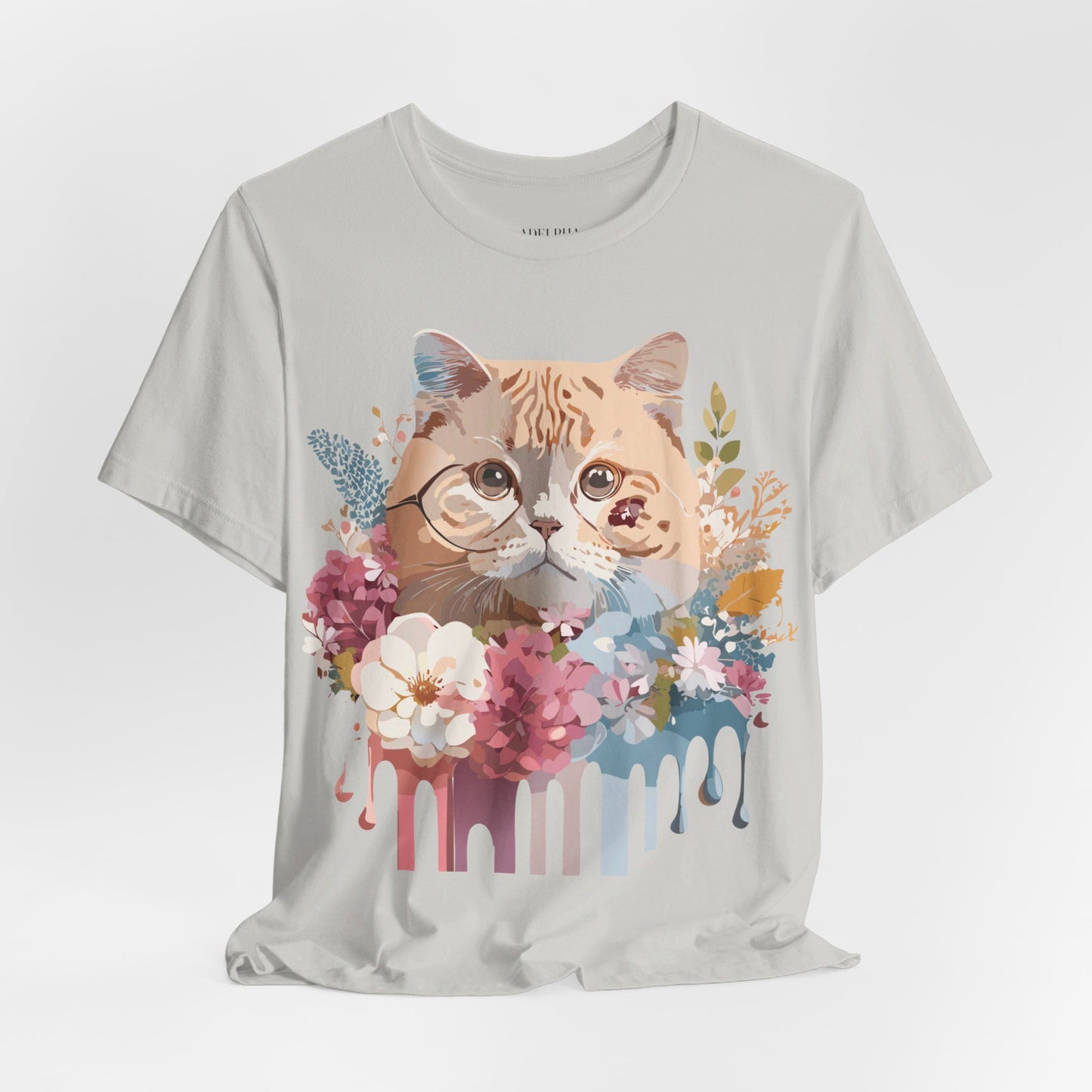 Natural Cotton Tee Shirt with Cat