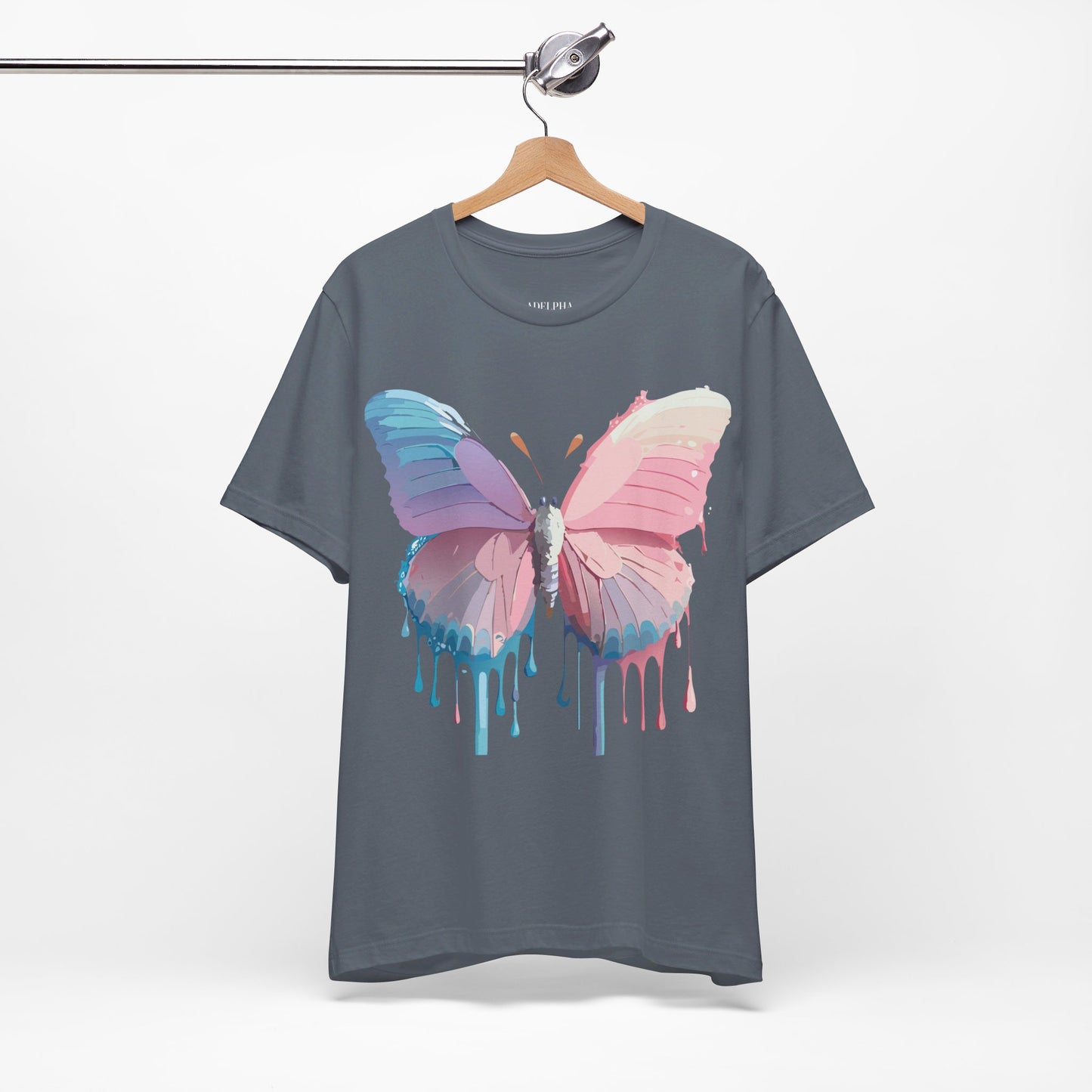 Natural Cotton Tee Shirt with Butterfly