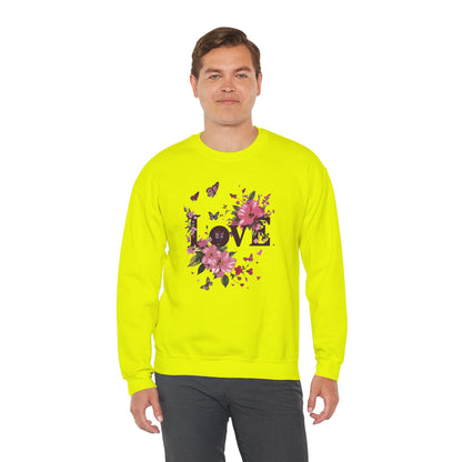 Unisex Floral Love Sweatshirt Fifty Fifty Cotton Poly Valentines Day Gift