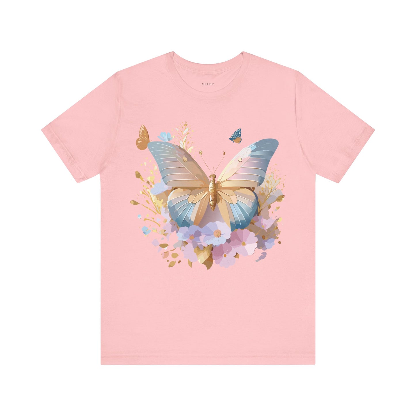 Natural Cotton Tee Shirt with Butterfly