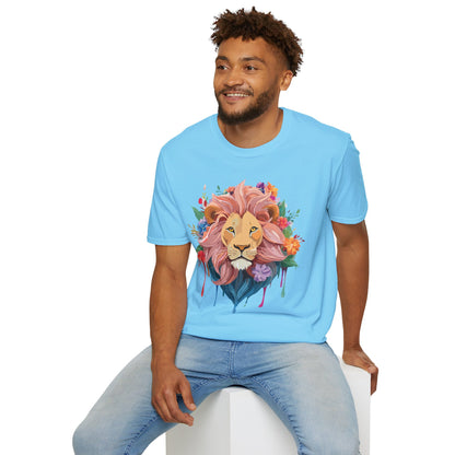 Lion Shirt Unisex Floral Lion Tee Animal Print Softstyle Tee