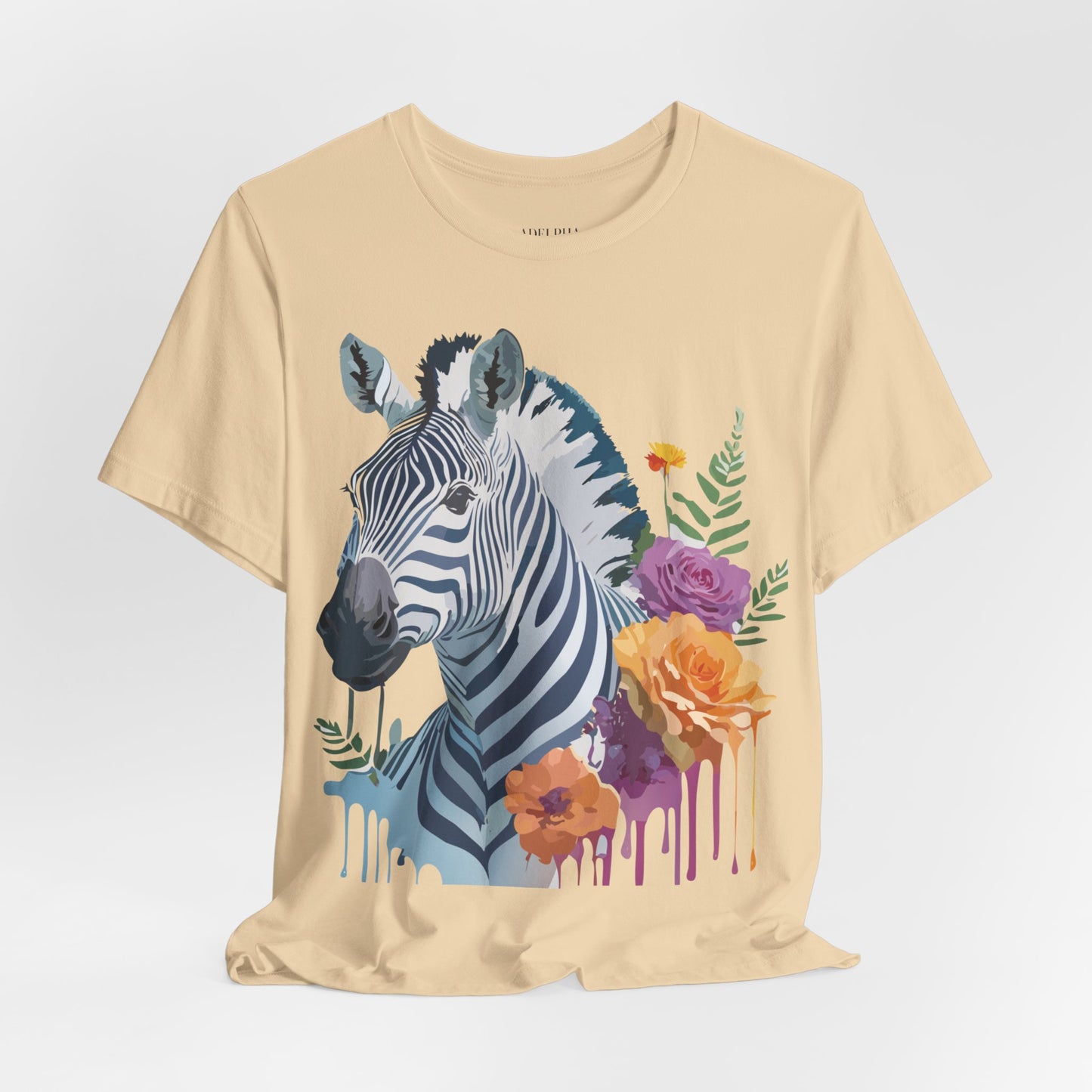 Natural Cotton Tee Shirt with Zebra