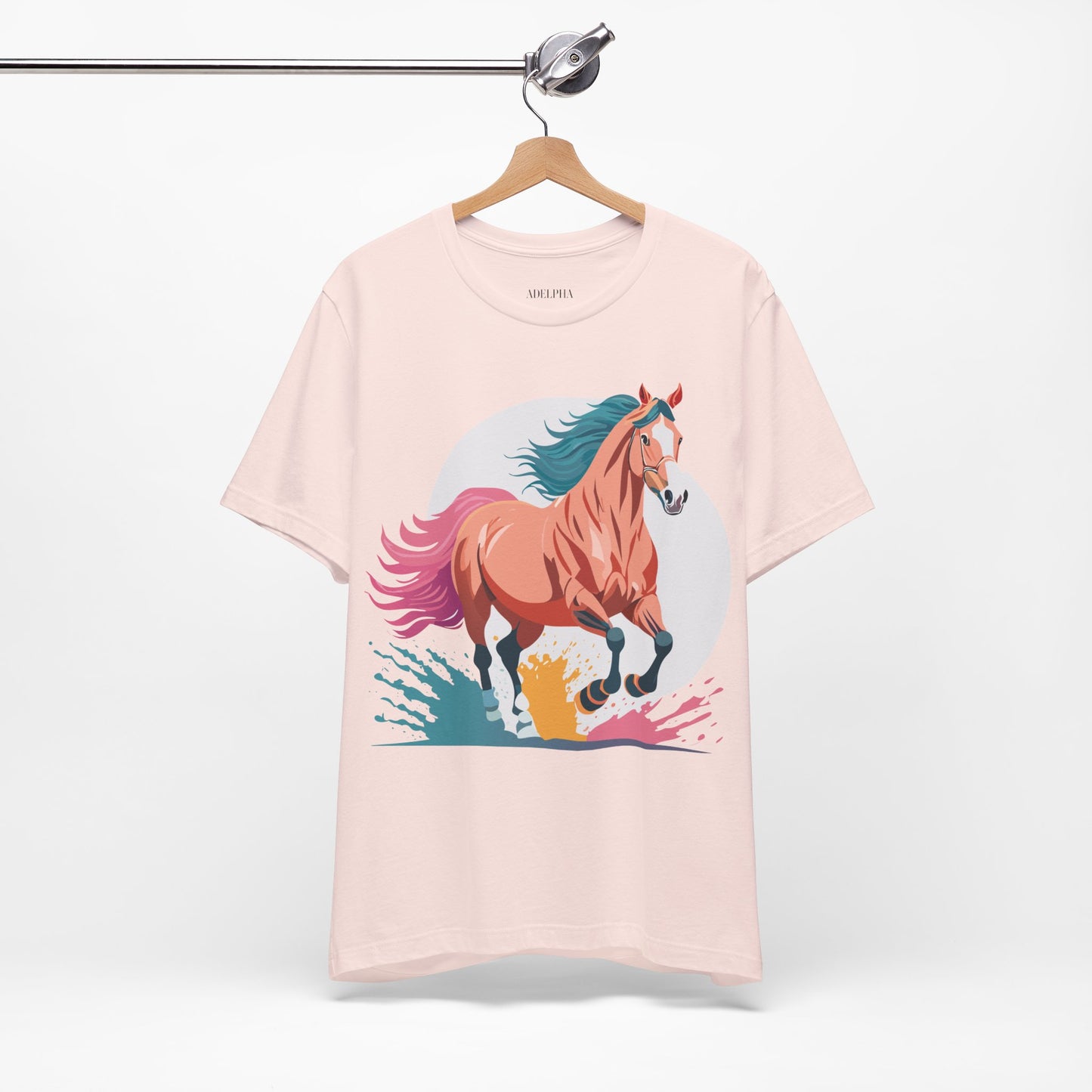 Natural Cotton Tee Shirt with Horse