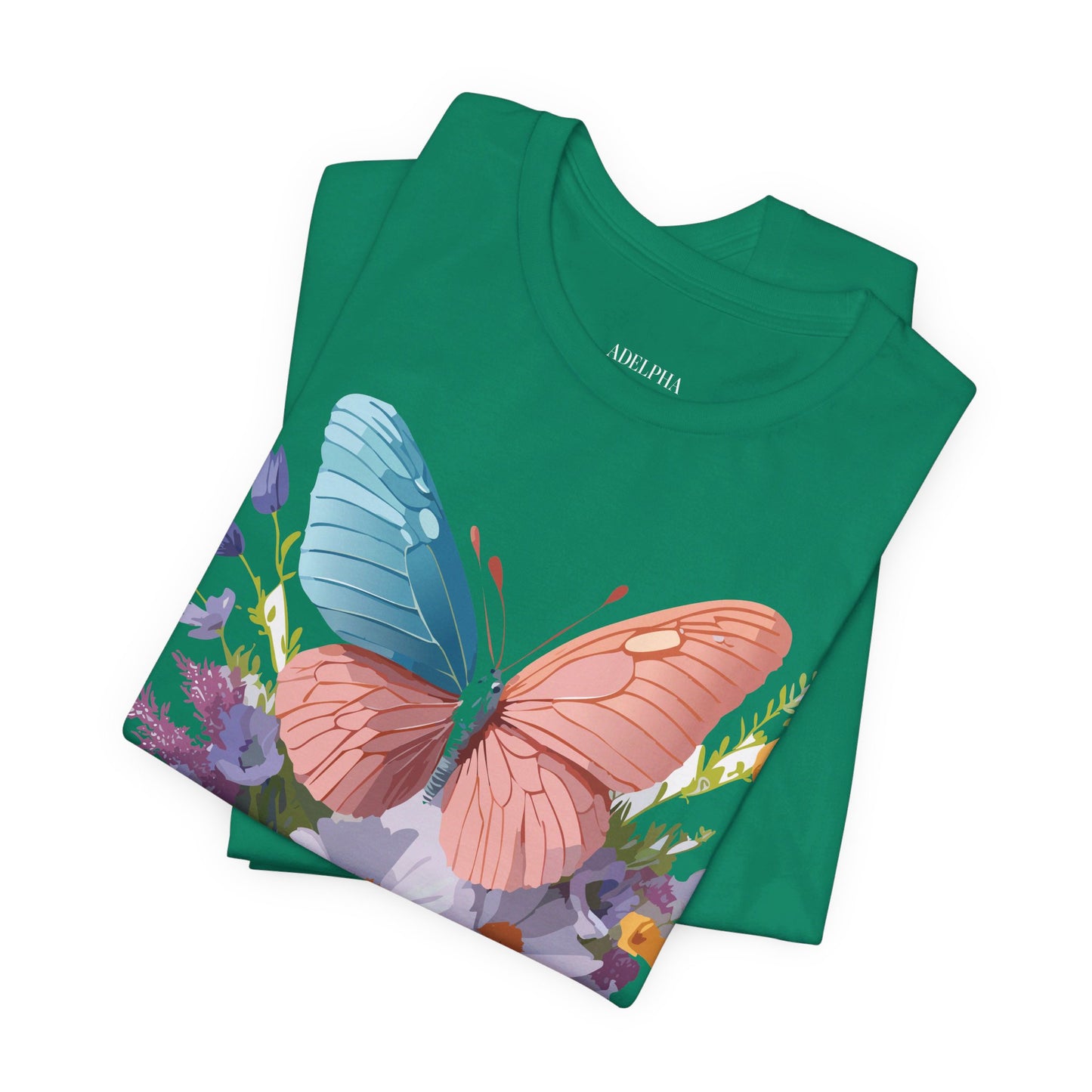 Natural Cotton Tee Shirt with Butterfly