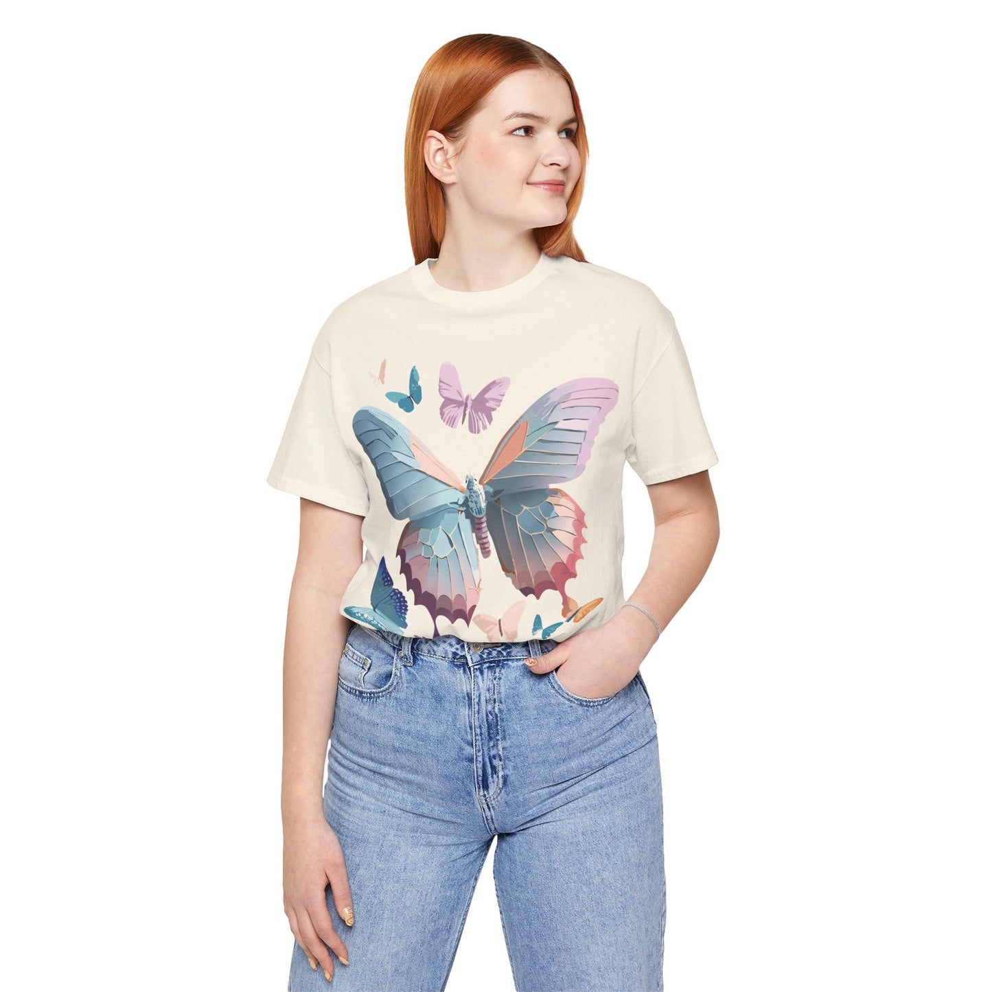 T-shirt en coton naturel avec papillon