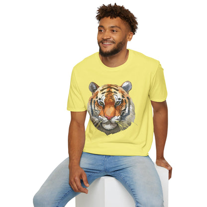 Tiger Print Unisex T Shirt Softstyle 64000 Gildan Ring Spun Cotton Tee