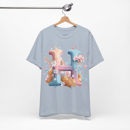 Natural Cotton Tee Shirt - Letters Collection - H Printify