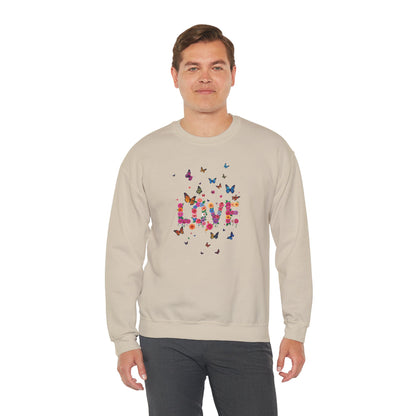 Unisex Floral Love Butterfly Sweatshirt 50 50 Cotton Poly Valentines Day