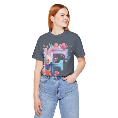 Natural Cotton Tee Shirt - Letters Collection - F Printify