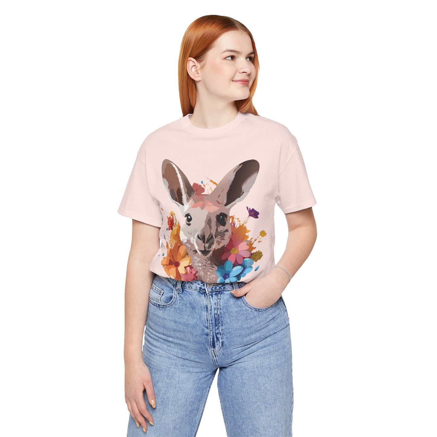 Natural Cotton Tee Shirt with Kangaroo