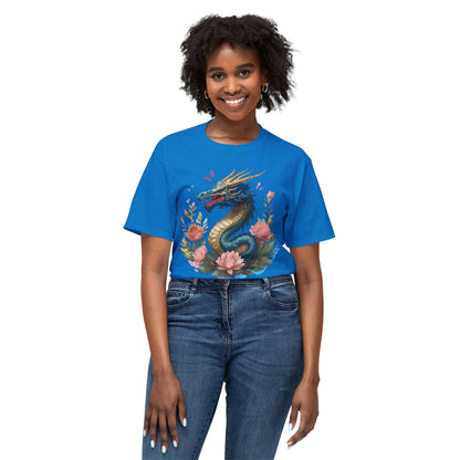 Unisex Dragon T Shirt With Art Print Floral Vintage Dragon Tee