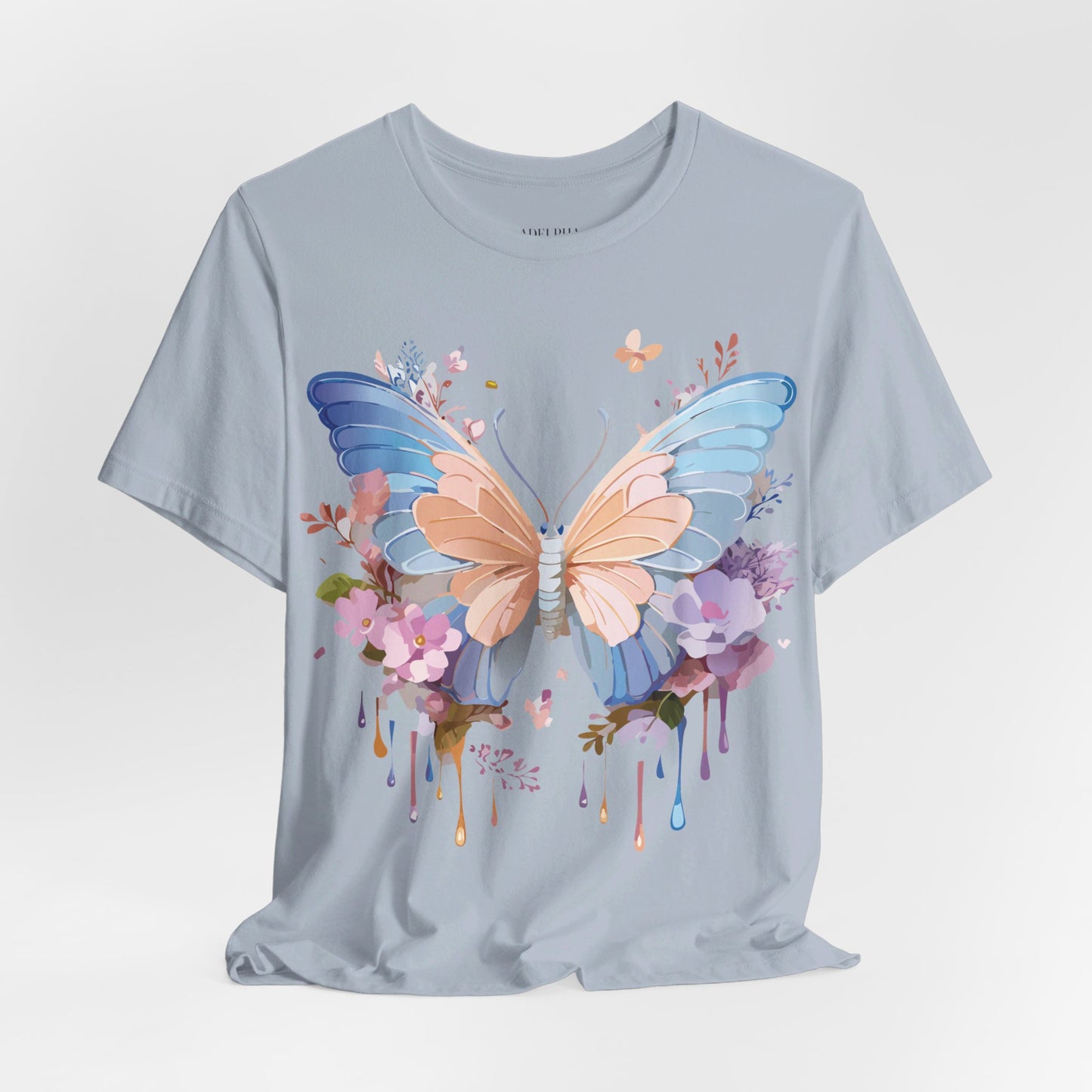 Natural Cotton Tee Shirt with Butterfly