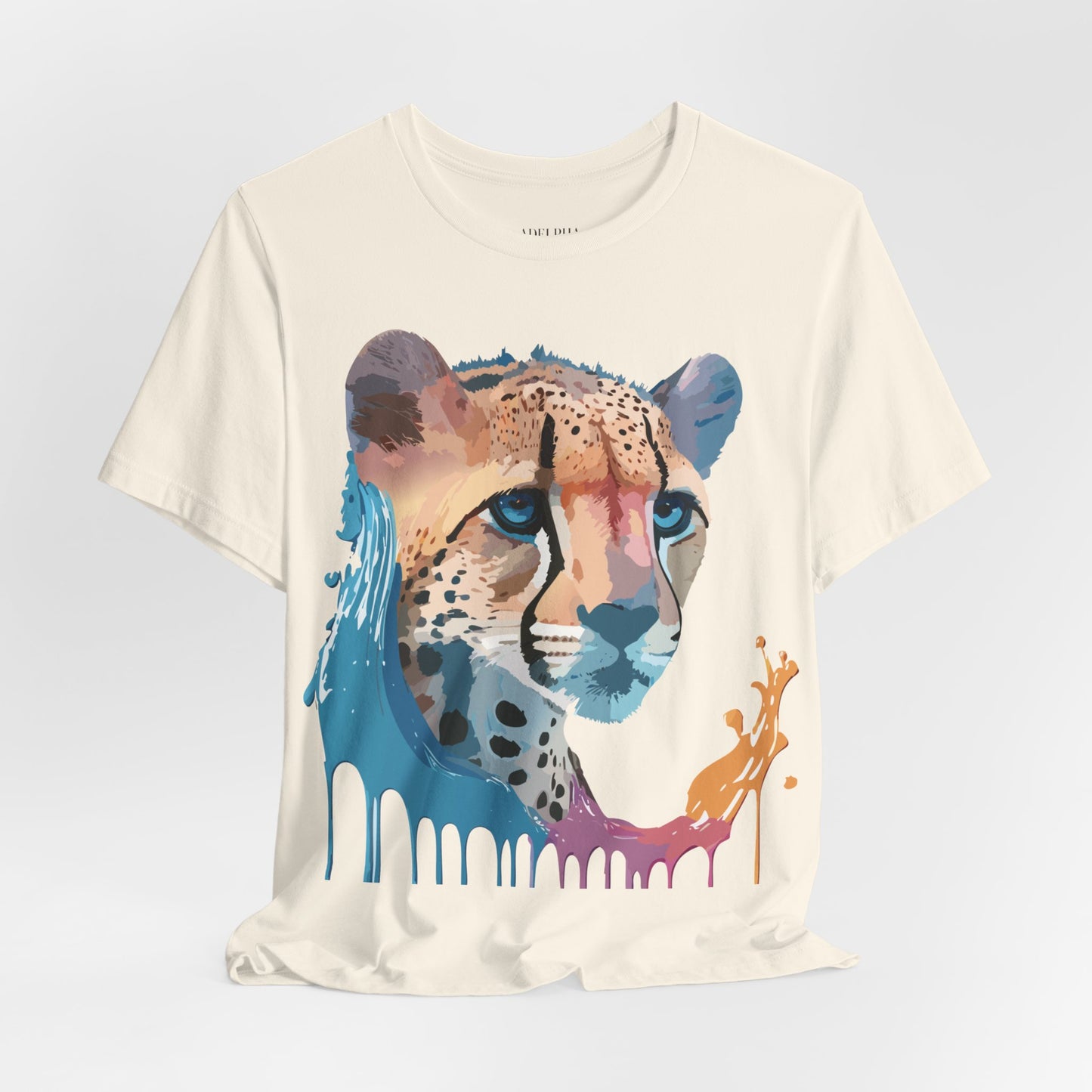 Natural Cotton Tee Shirt with Cheetah