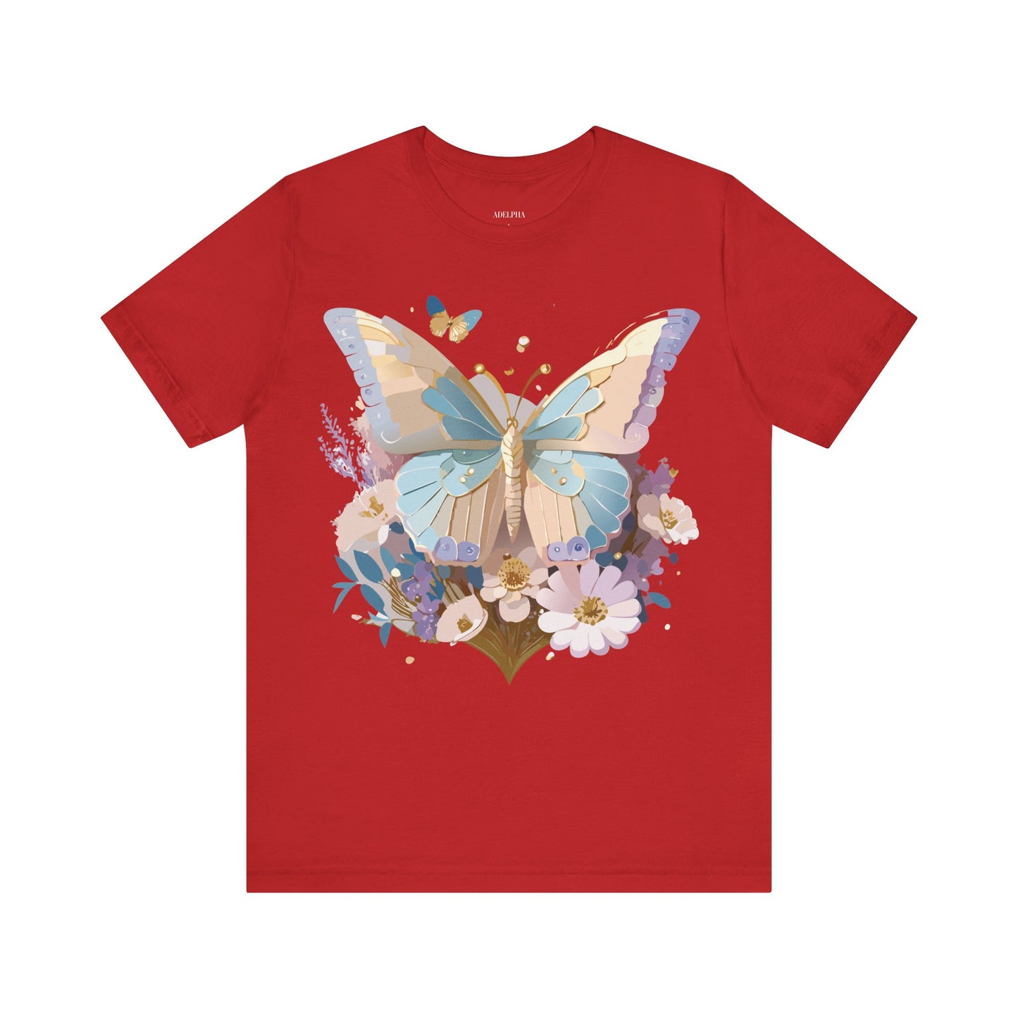 Natural Cotton Tee Shirt with Butterfly