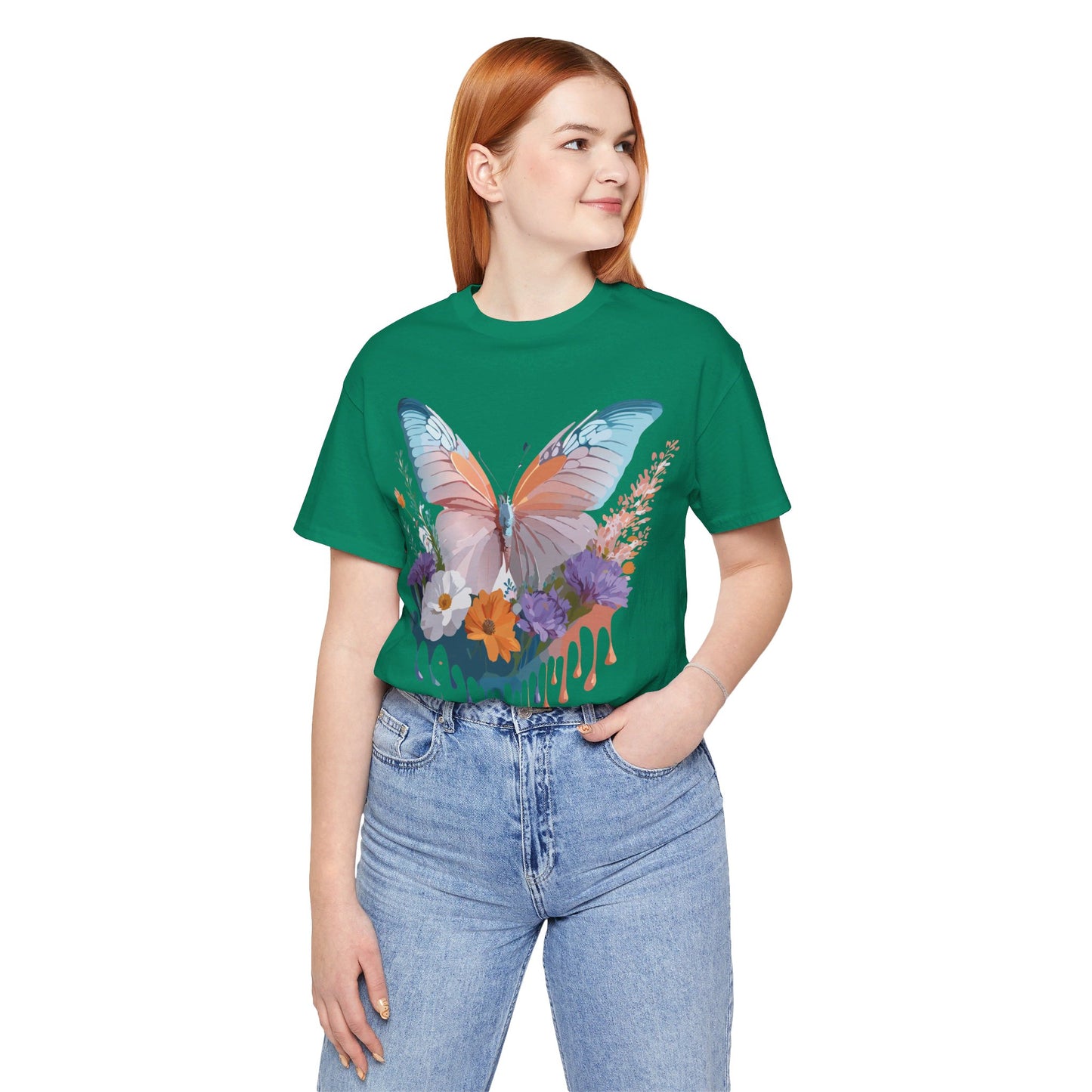 T-Shirt aus natürlicher Baumwolle mit Schmetterling