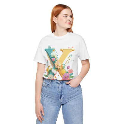 Natural Cotton Tee Shirt - Letters Collection - X Printify