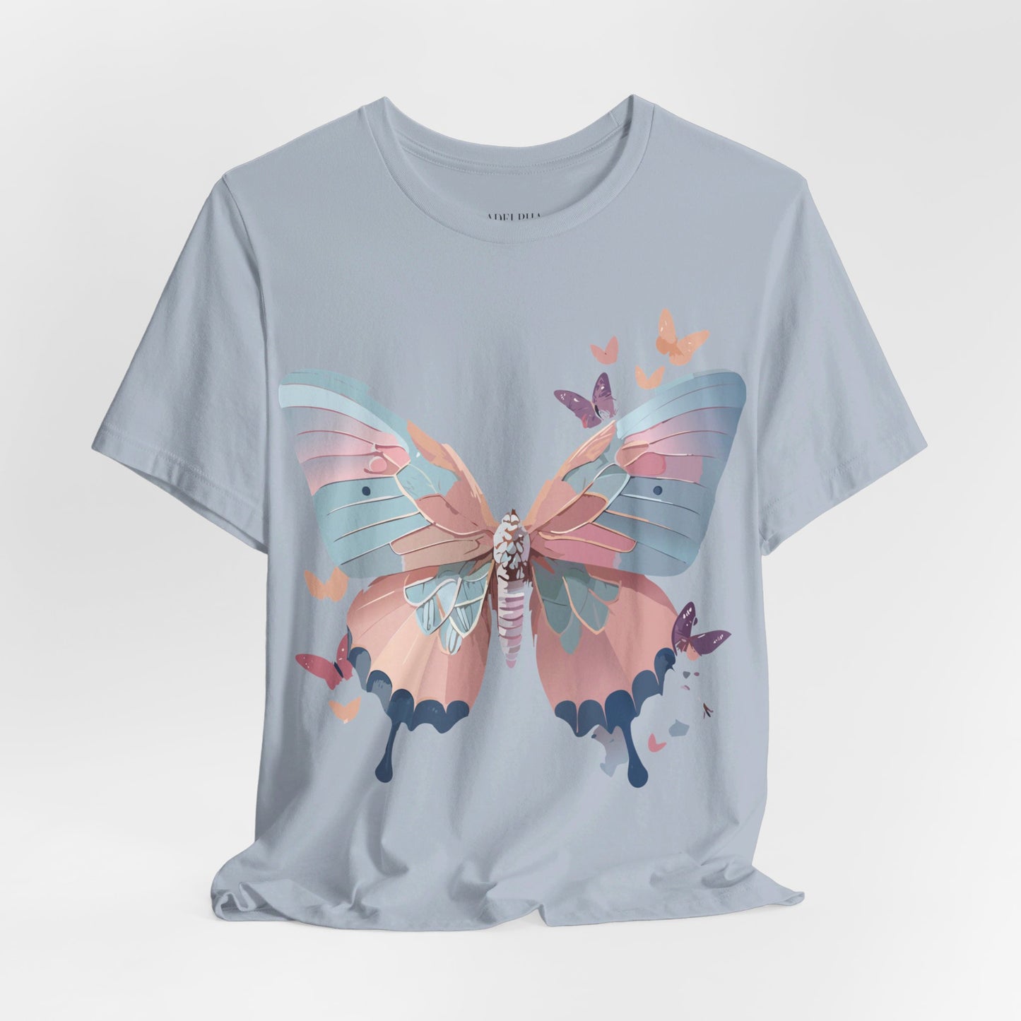 Natural Cotton Tee Shirt with Butterfly