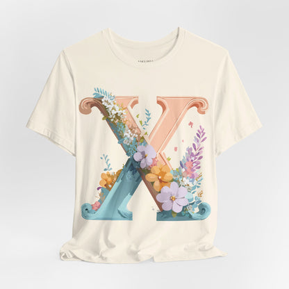 Natural Cotton Tee Shirt - Letters Collection - X Printify