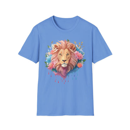 Lion Shirt Unisex Floral Lion Tee 100 Percent Cotton Softstyle Gildan 64000