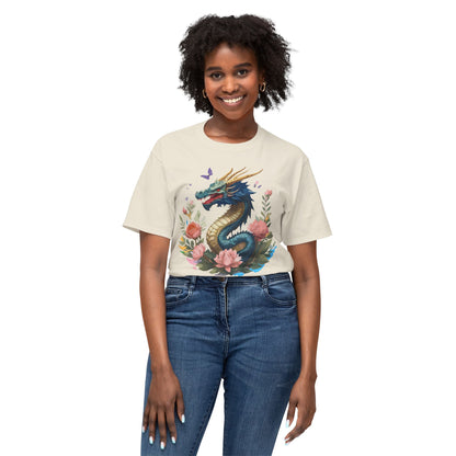 Unisex Dragon T Shirt With Art Print Floral Vintage Dragon Tee