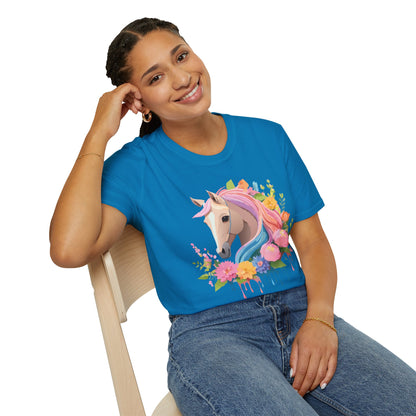 Unisex Horse Shirt Soft Cotton Tee With Animal Artwork Gildan Softstyle