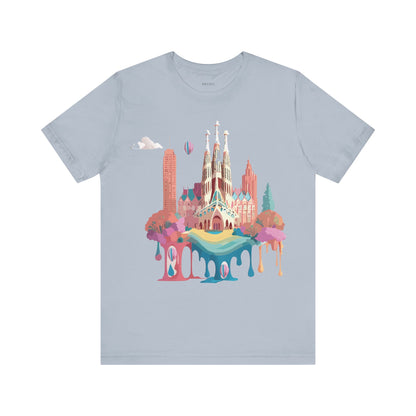 Natural Cotton Tee Shirt - Beautiful Places Collection - Barcelona Printify