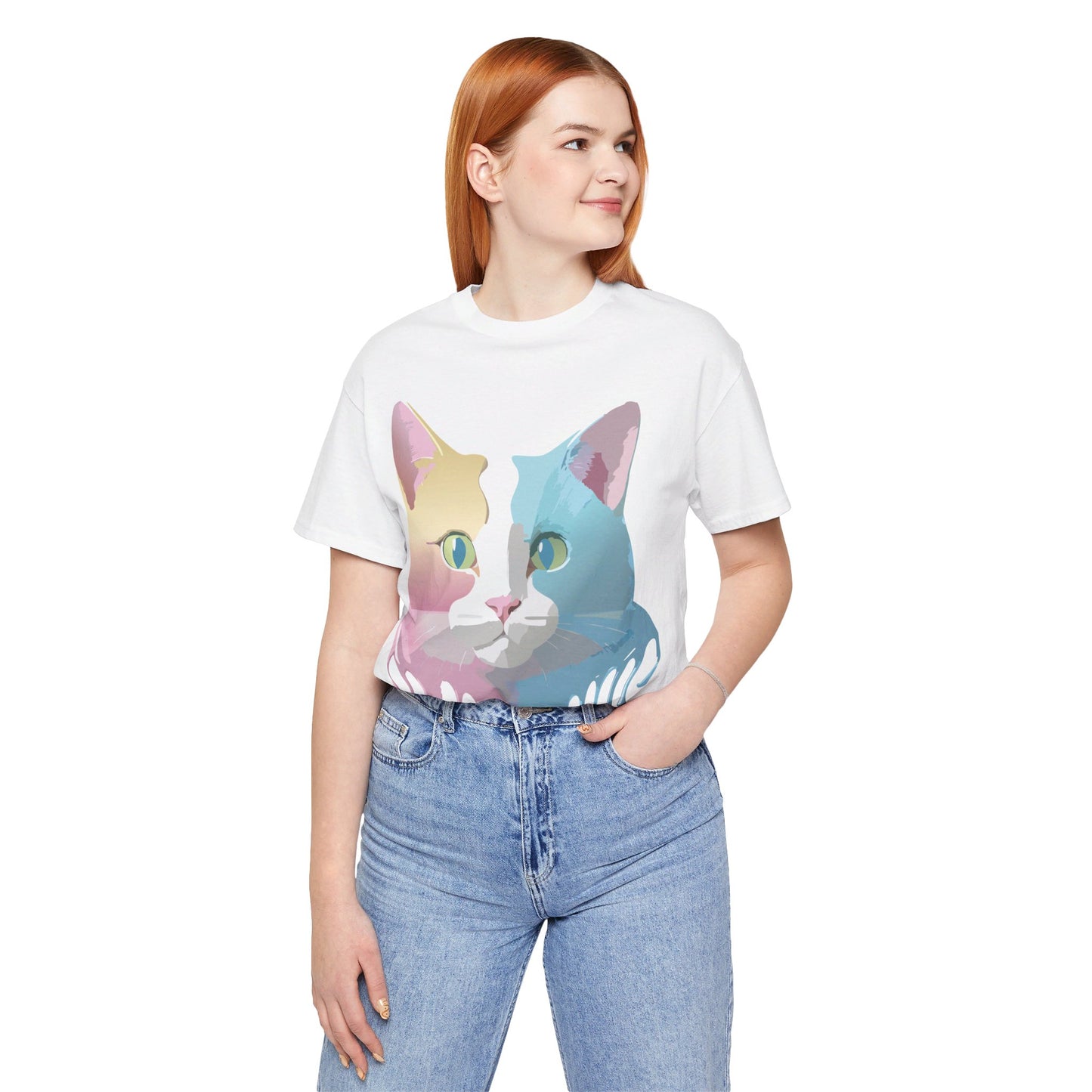 Natural Cotton Tee Shirt with Cat