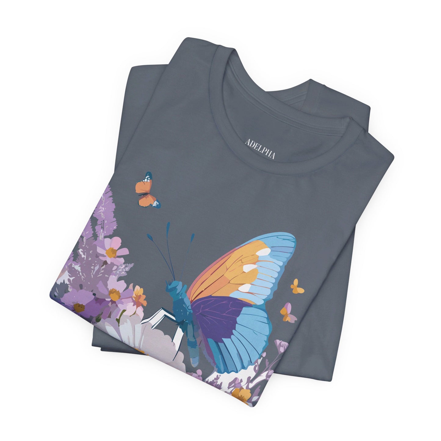 Natural Cotton Tee Shirt with Butterfly