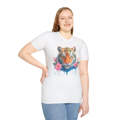 Tiger Unisex Softstyle T Shirt 100 Percent Cotton Gildan 64000 Animal Tee