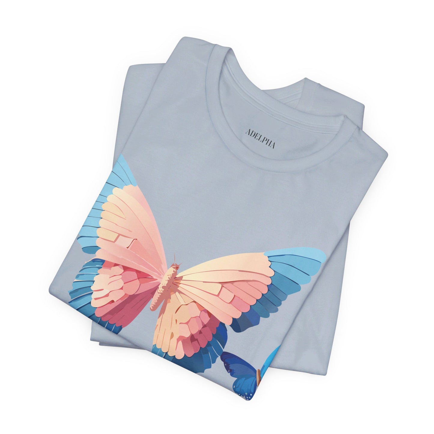 Natural Cotton Tee Shirt with Butterfly