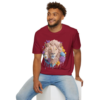 Lion Shirt Unisex Floral Lion Tee Gildan Softstyle 64000 Short Sleeve