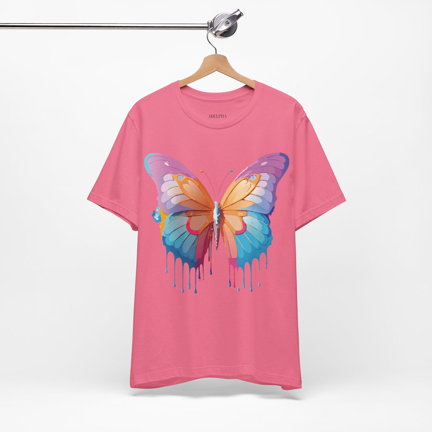 Natural Cotton Tee Shirt with Butterfly