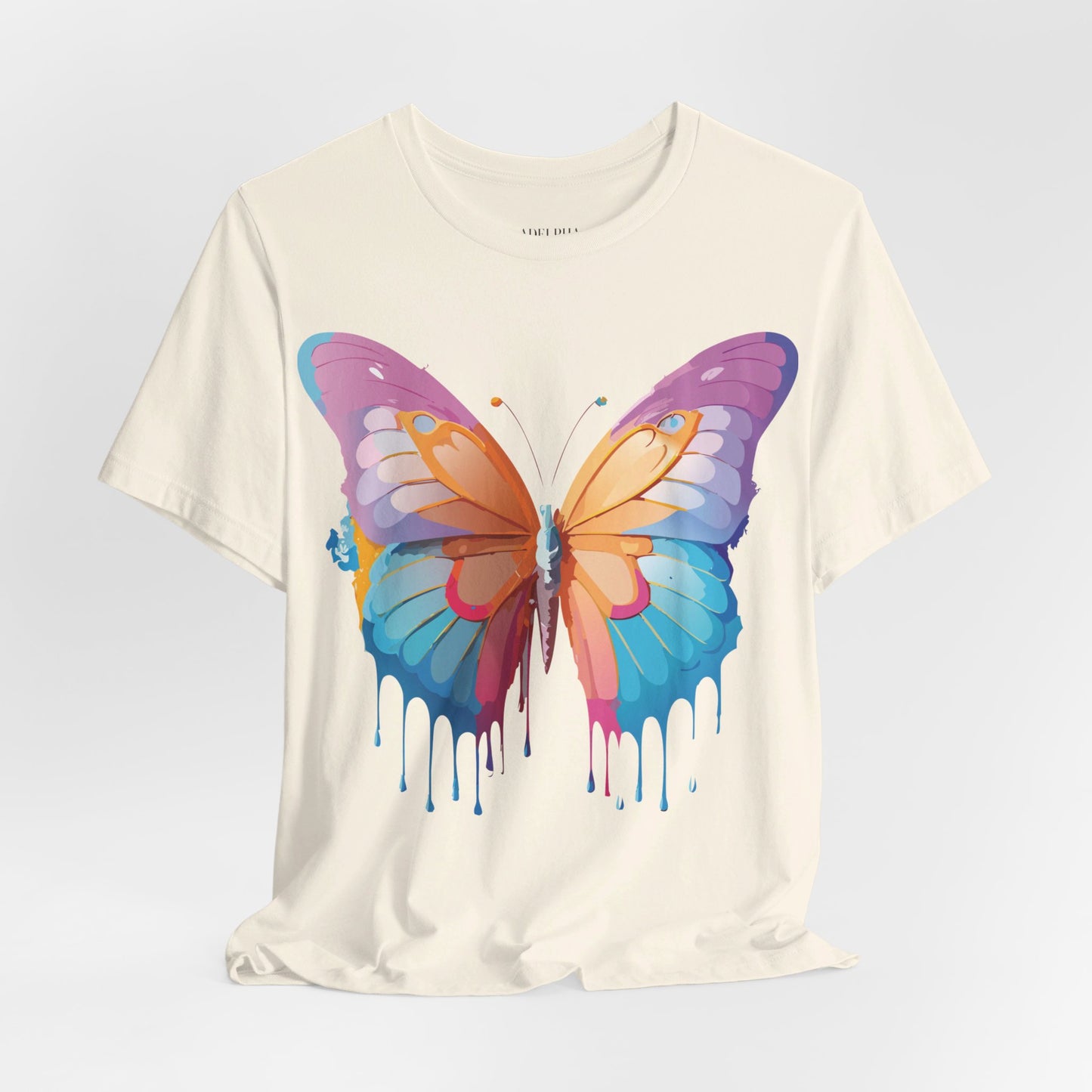 Natural Cotton Tee Shirt with Butterfly