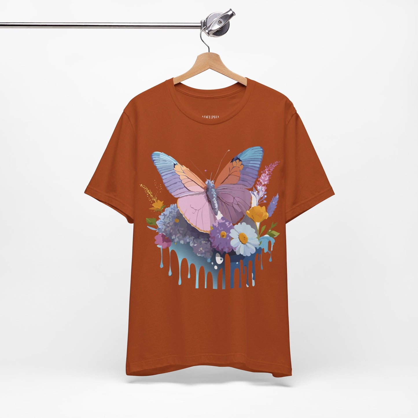 Natural Cotton Tee Shirt with Butterfly