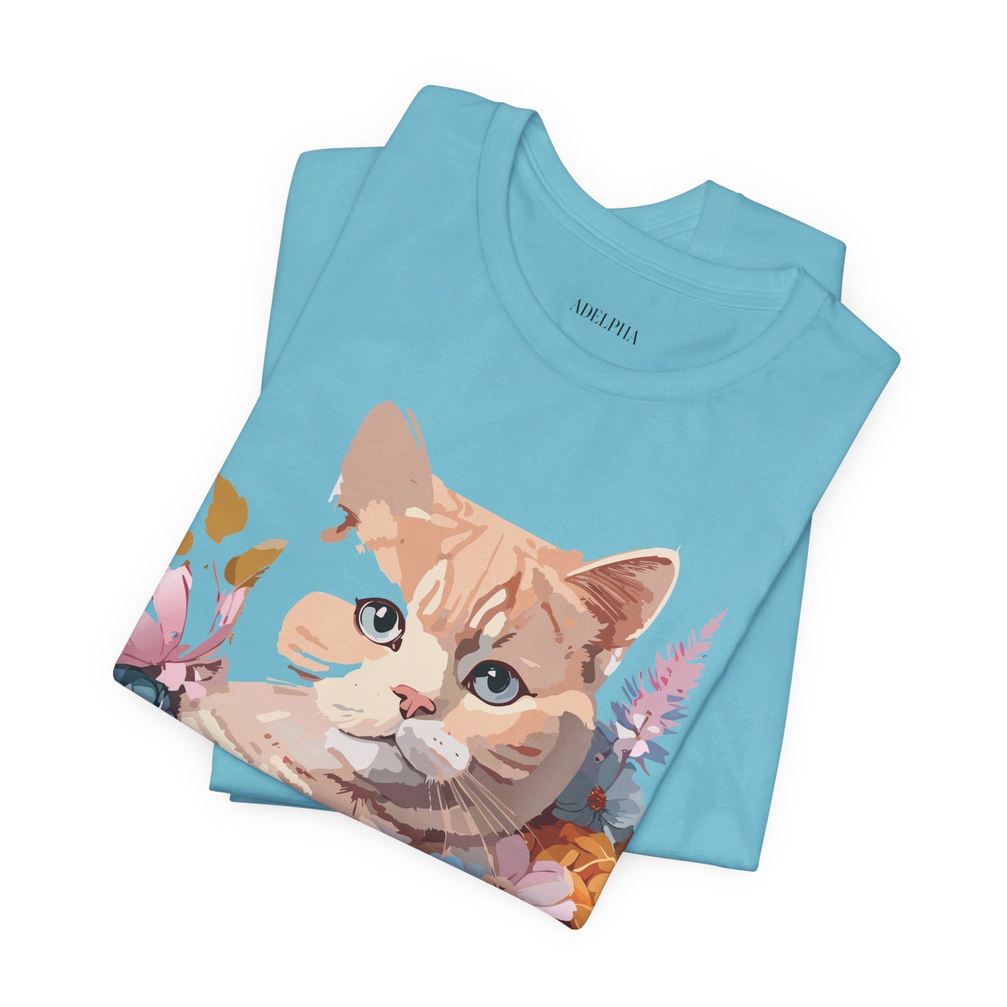 Natural Cotton Tee Shirt with Cat