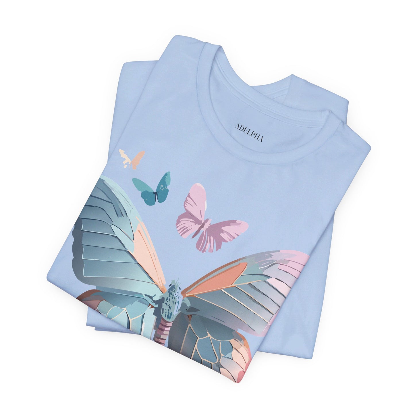 Natural Cotton Tee Shirt with Butterfly