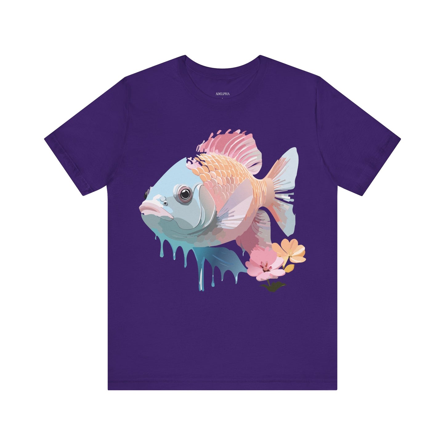 Natural Cotton Tee Shirt with Fish