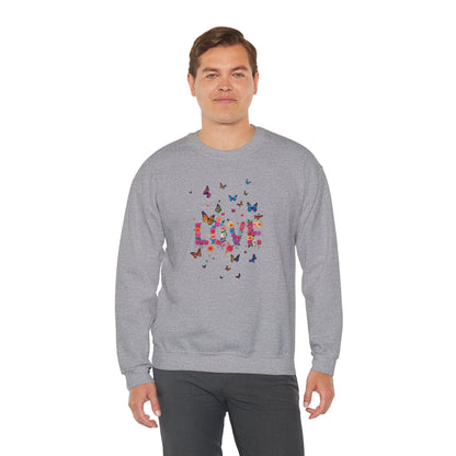Unisex Floral Love Butterfly Sweatshirt 50 50 Cotton Poly Valentines Day