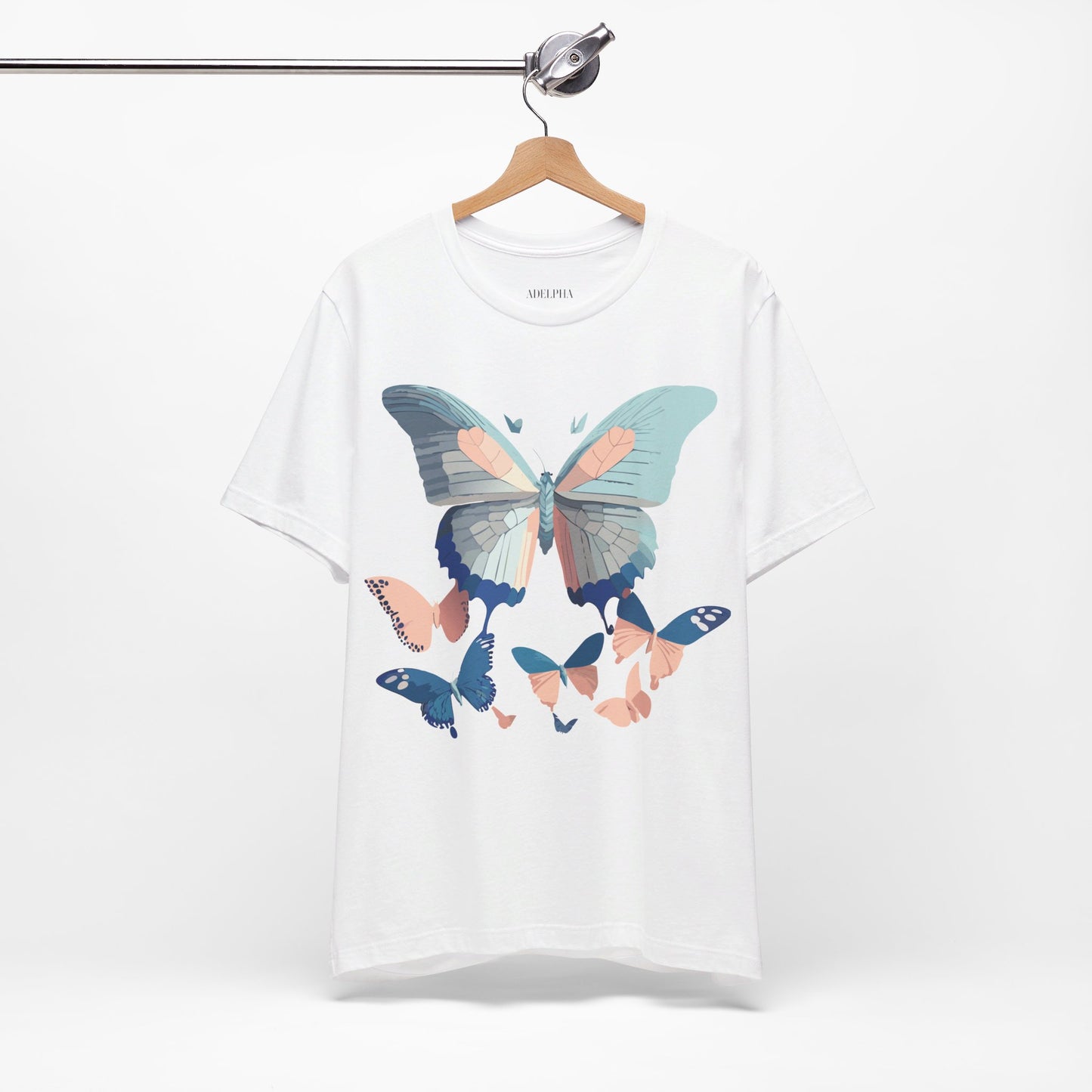 Natural Cotton Tee Shirt with Butterfly