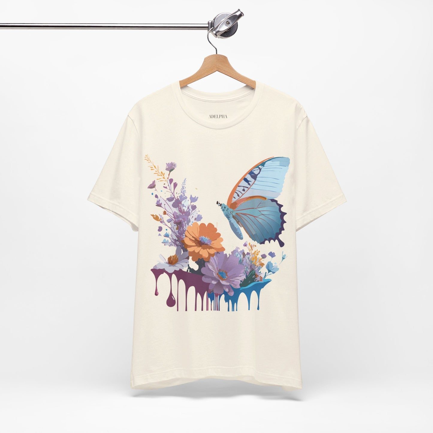 Natural Cotton Tee Shirt with Butterfly