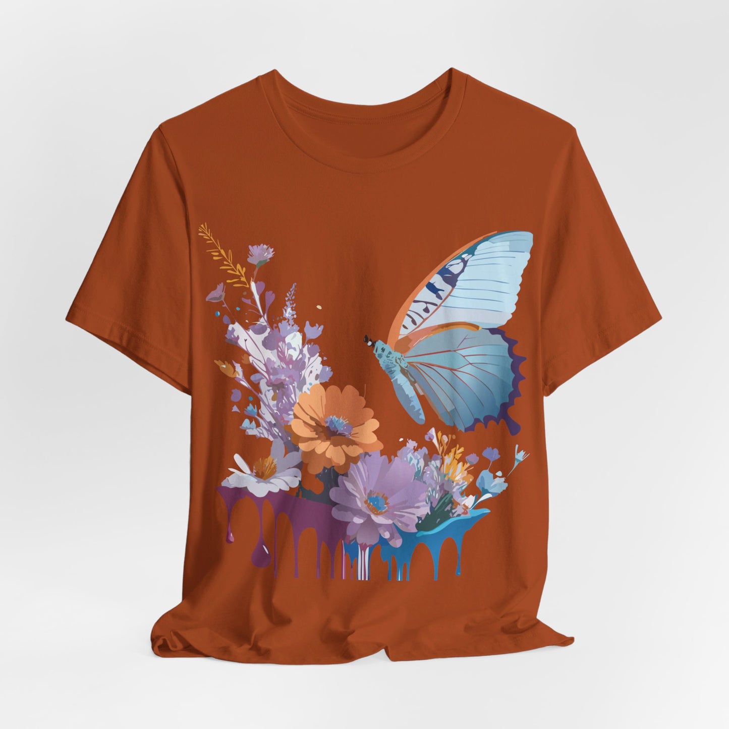 Natural Cotton Tee Shirt with Butterfly