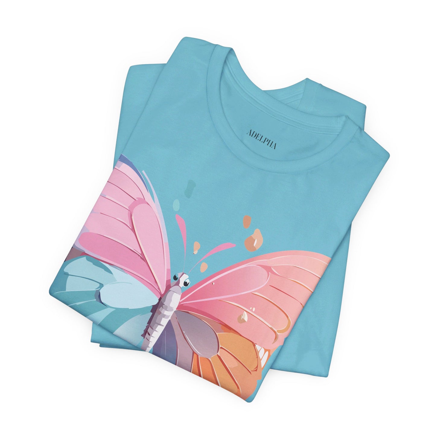 Natural Cotton Tee Shirt with Butterfly