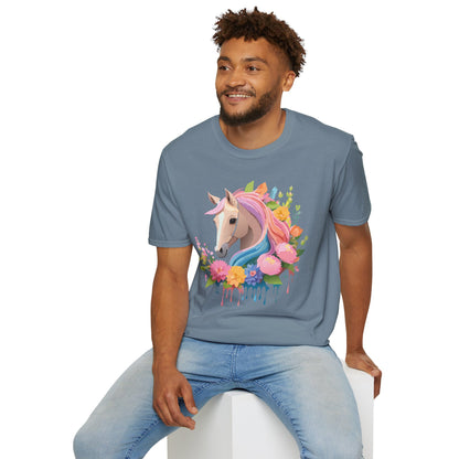 Unisex Horse Shirt Soft Cotton Tee With Animal Artwork Gildan Softstyle