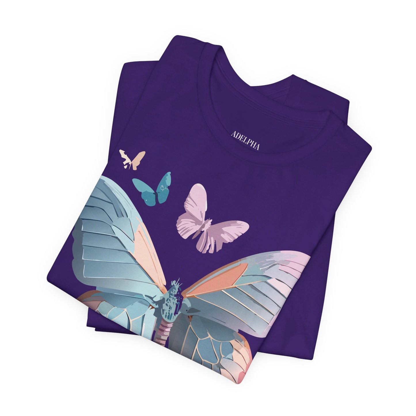 Natural Cotton Tee Shirt with Butterfly