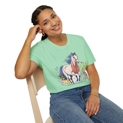 Unisex Horse Tee Softstyle Cotton Shirt With Animals Design Graphic