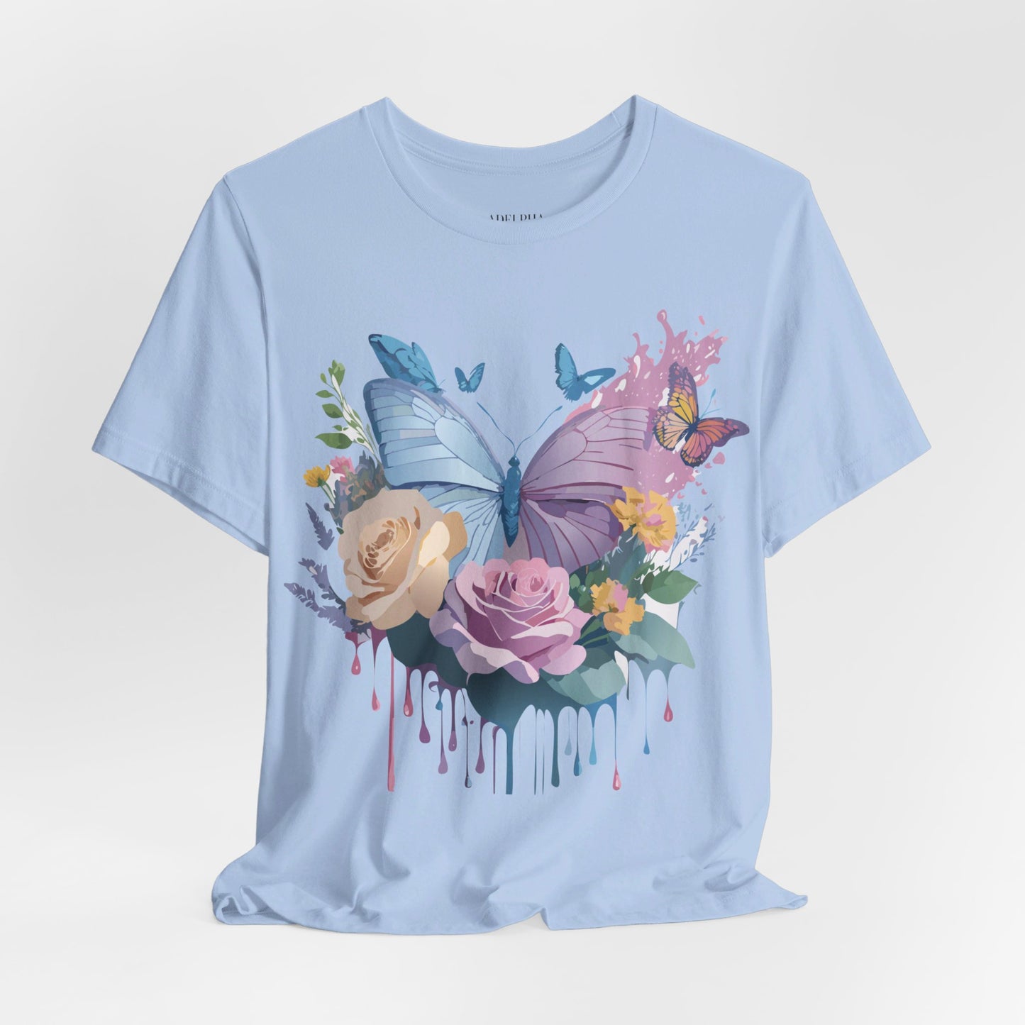 Natural Cotton Tee Shirt with Butterfly